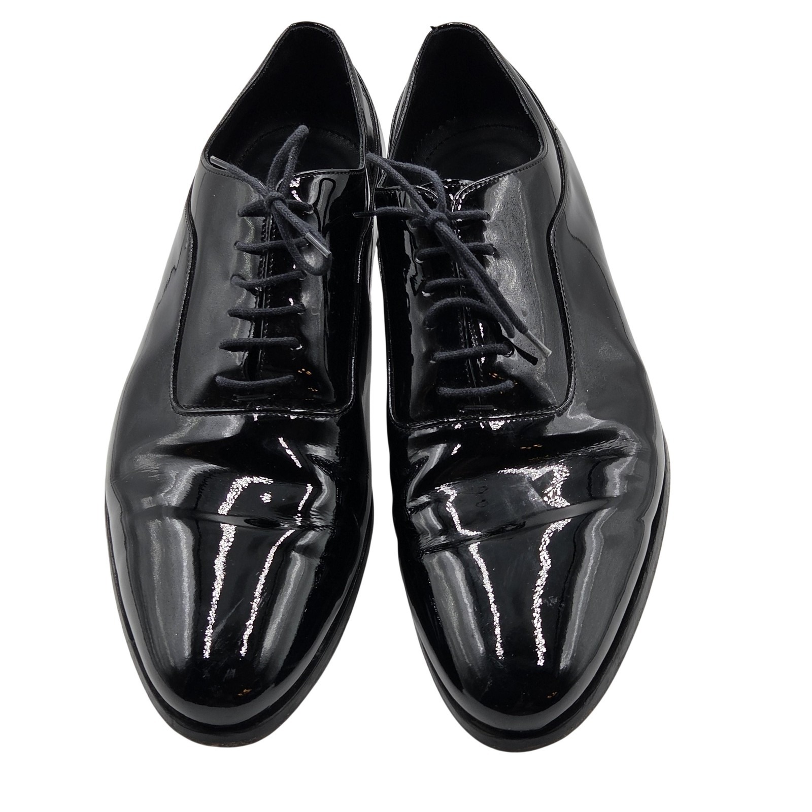 Suitsupply Shoes Mens Size 10 Black Patent Leather Oxford Lace Up Dress Italy
